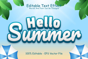 hello summer editable text effect 3 dimension vector image