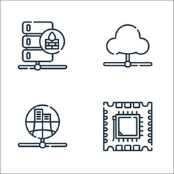 database and servers line icons linear set vector image