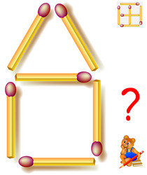 move two matchsticks to make five squares logic vector image