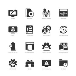 Operating system and its management icon set vector