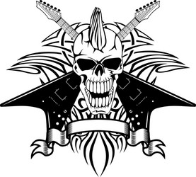 Skull punk with wings and guitars Royalty Free Vector Image
