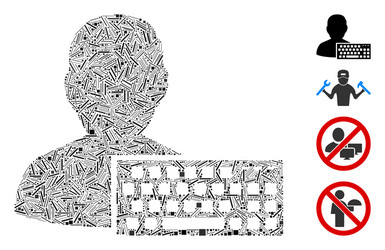 linear coder icon collage vector image