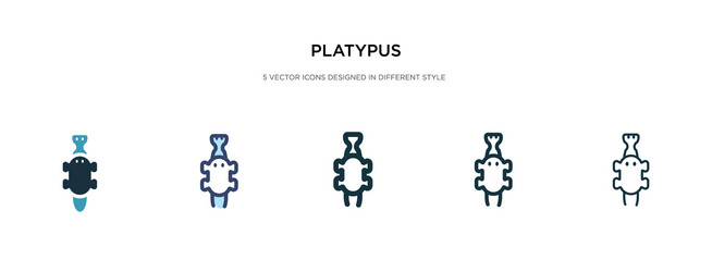 platypus icon in different style two colored vector image