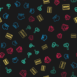 set line network cloud connection magnifying vector image
