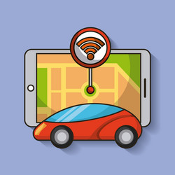 autonomous car with pointer sensor map navigation vector image