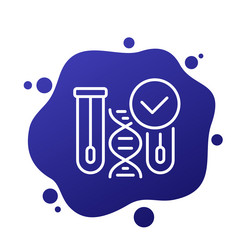 dna swab tests icon with a check mark line vector image