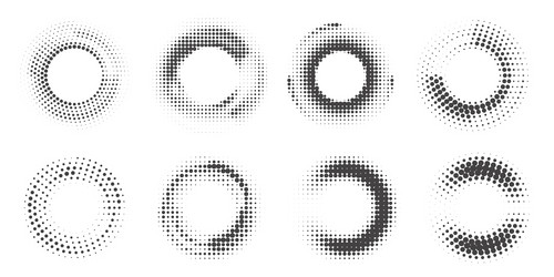 Dotted circle pattern abstract halftone round vector