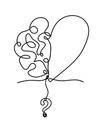 Man silhouette brain with question mark as line vector