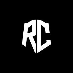 rc monogram letter logo ribbon with shield style vector image