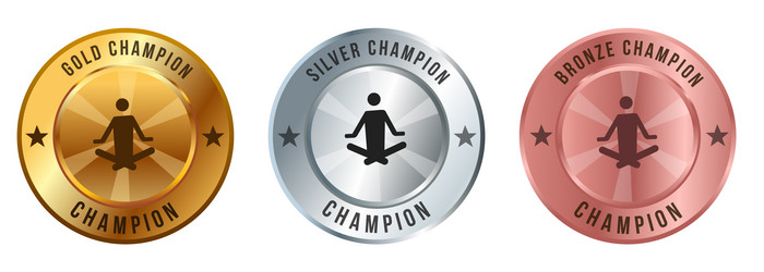 Gold medal silver bronze yoga vector