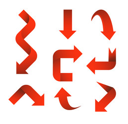set red arrow 3d icons pointing up down left right vector image