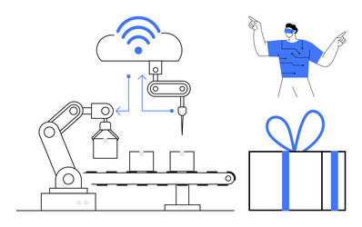 automated robotic arm processing packages vector image