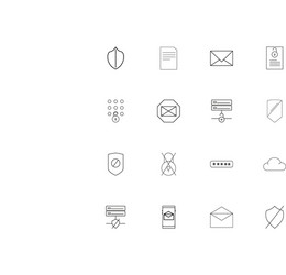 Cyber security linear thin icons set outlined vector