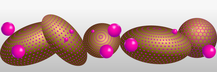 horizontal banner with pink and bronze 3d objects vector image