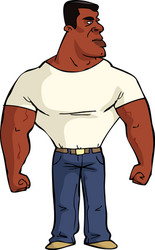 Muscular man shows his huge biceps Royalty Free Vector Image