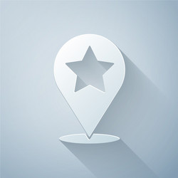 paper cut map pointer with star icon isolated vector image