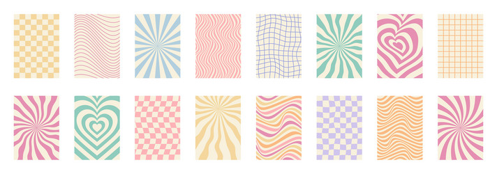 set of groovy abstract psychedelic vector image