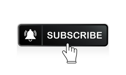 Black subscribe button with mouse pointer vector