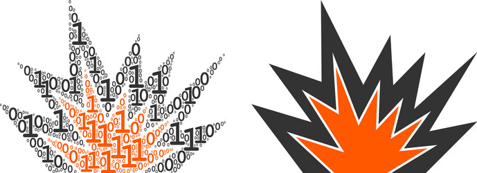 explosion boom collage of binary digits vector image