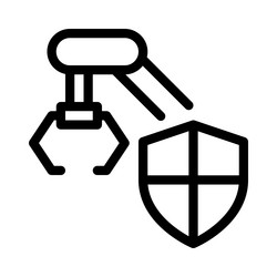 shield protected robotic arm machine in factory vector image