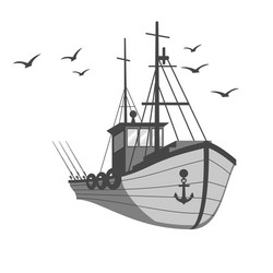 Vintage Fishing Ship Vector Image