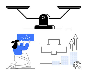 balancing career in tech female coder business vector image