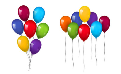 Balloons Thread Balloons 3d bunch set thread isolated white Vector Image