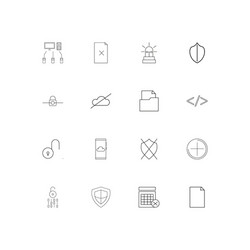 Cyber security linear thin icons set outlined vector