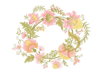 fantasy flowers in retro vintage jacobean Vector Image