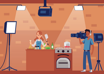 Filming culinary cooking show or blog scene vector