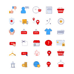 Icon set ecommerce online shopping thumbs fashion vector