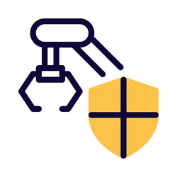 shield protected robotic arm machine in factory vector image