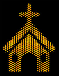 Hexagon halftone christian church icon vector