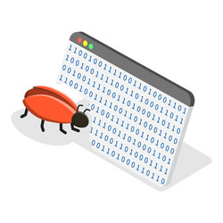 3d isometric flat set of hacker icons item vector image