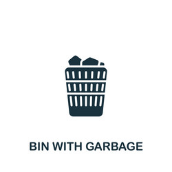 bin with garbage icon monochrome simple vector image