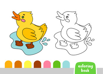 Coloring book for kids duck page books vector