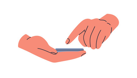 mobile phone in hand finger tapping on screen vector image