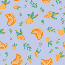 oranges with leaves seamless repeat pattern design vector image