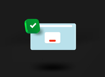 Website window with checkmark icon 3d vector