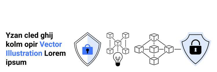 blockchain network security with shield icons vector image