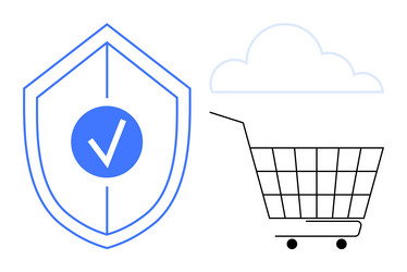 e-commerce security shield with cloud integration vector image