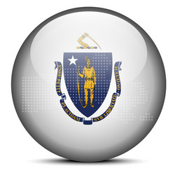map with dot pattern on flag button of usa vector image