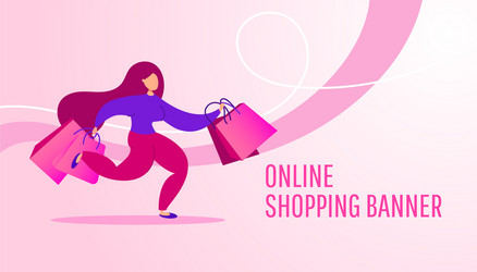 Online shopping banner with a young girl vector