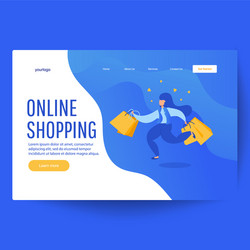 Online shopping banner woman vector