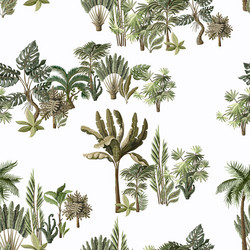 Seamless pattern with exotic trees such us palm vector