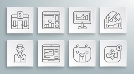 set line trader website with growth graph vector image