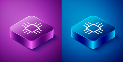 isometric computer processor with microcircuits vector image