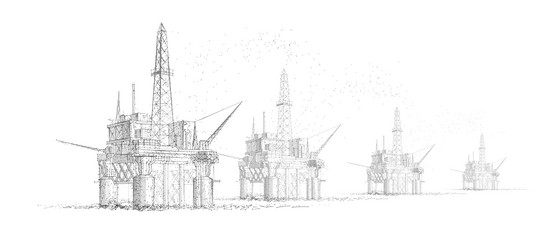 oil rigs abstract 3d floating rig platforms vector image