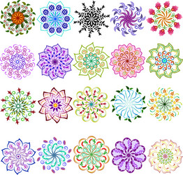 collection colored circular patterns vector image