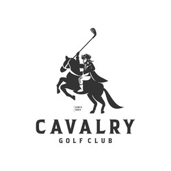 soldier cavalry riding horse with golf club logo Vector Image